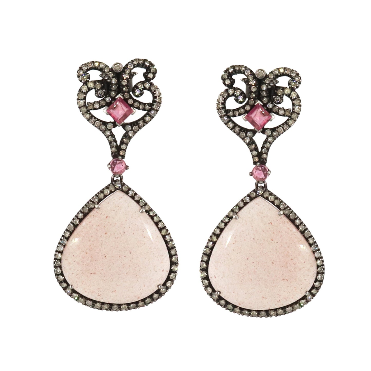 Pink Moonstone Tourmaline Earring