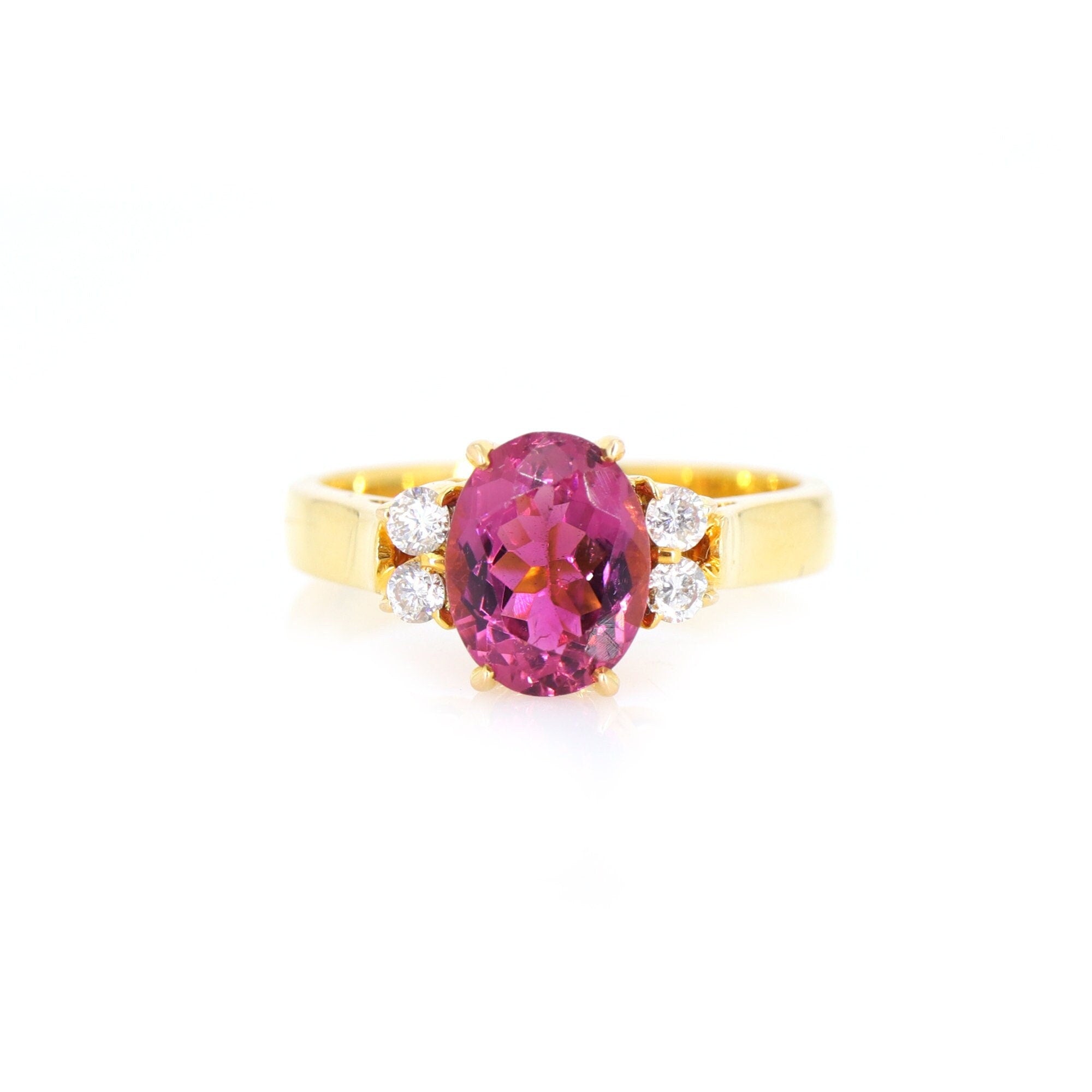 Dark Pink Tourmaline Ring 18K Gold