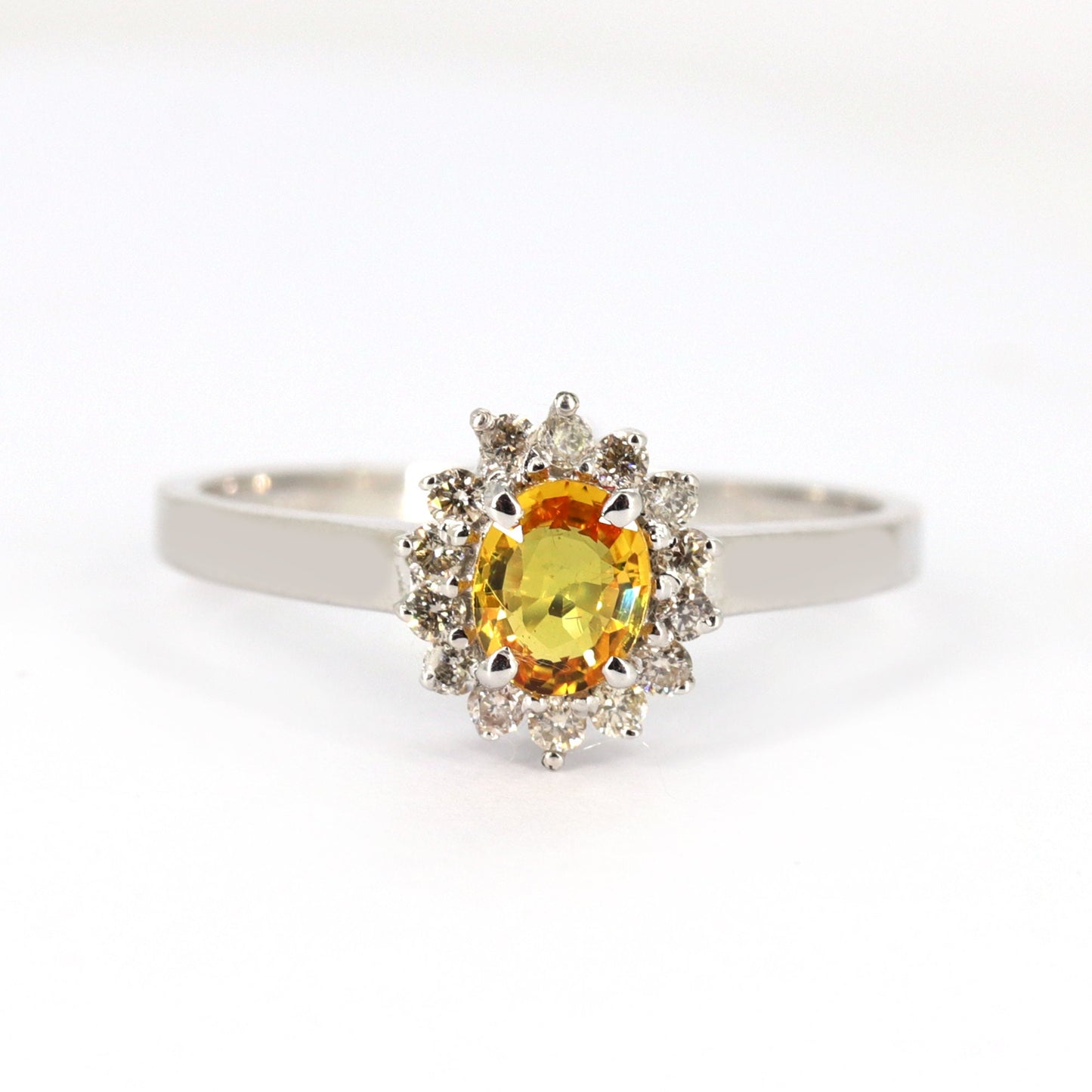 Minimalist White/Yellow Cluster Setting Ring 14K Gold