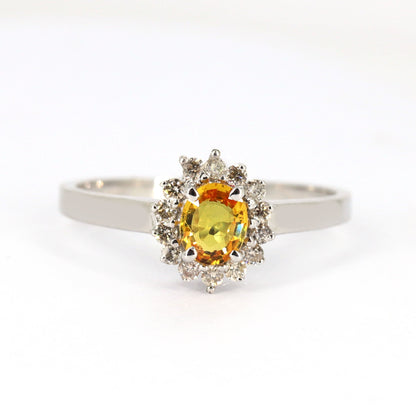 Minimalist White/Yellow Cluster Setting Ring 14K Gold