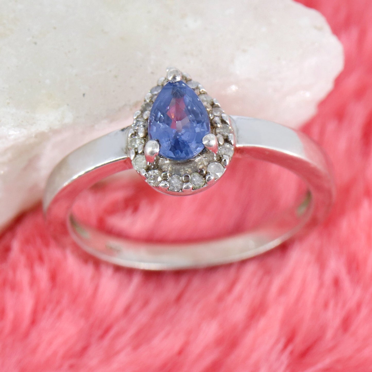Pear Cut Gemstone Ring Silver