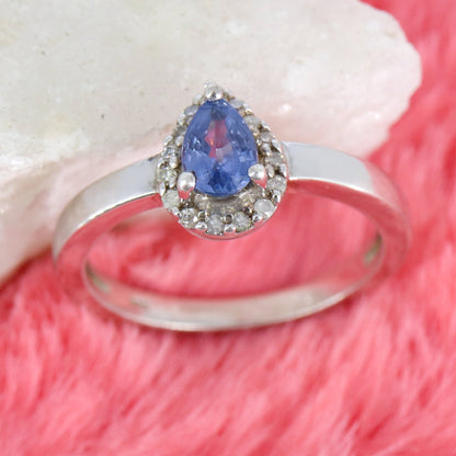 Pear Cut Gemstone Ring Silver