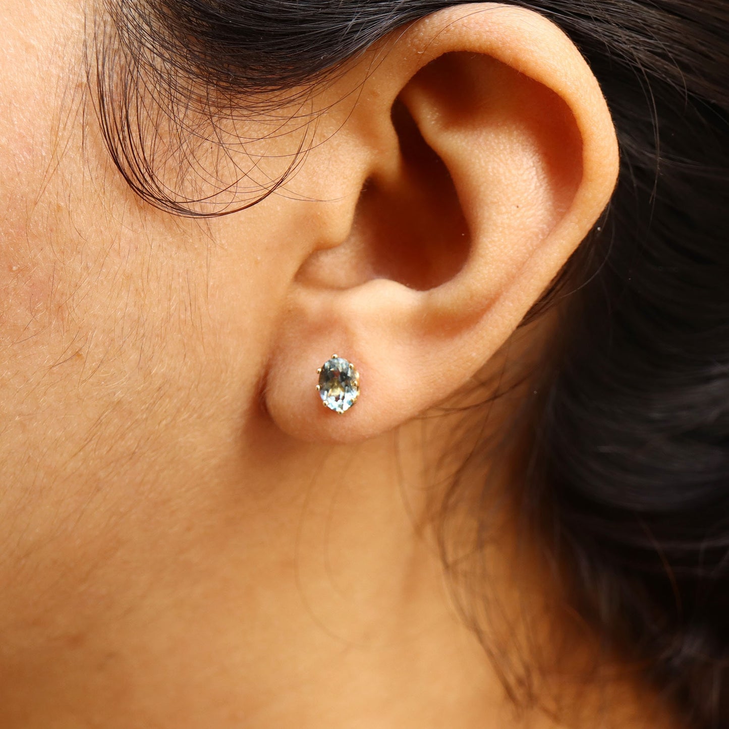 Classic March Blue Earring Gold