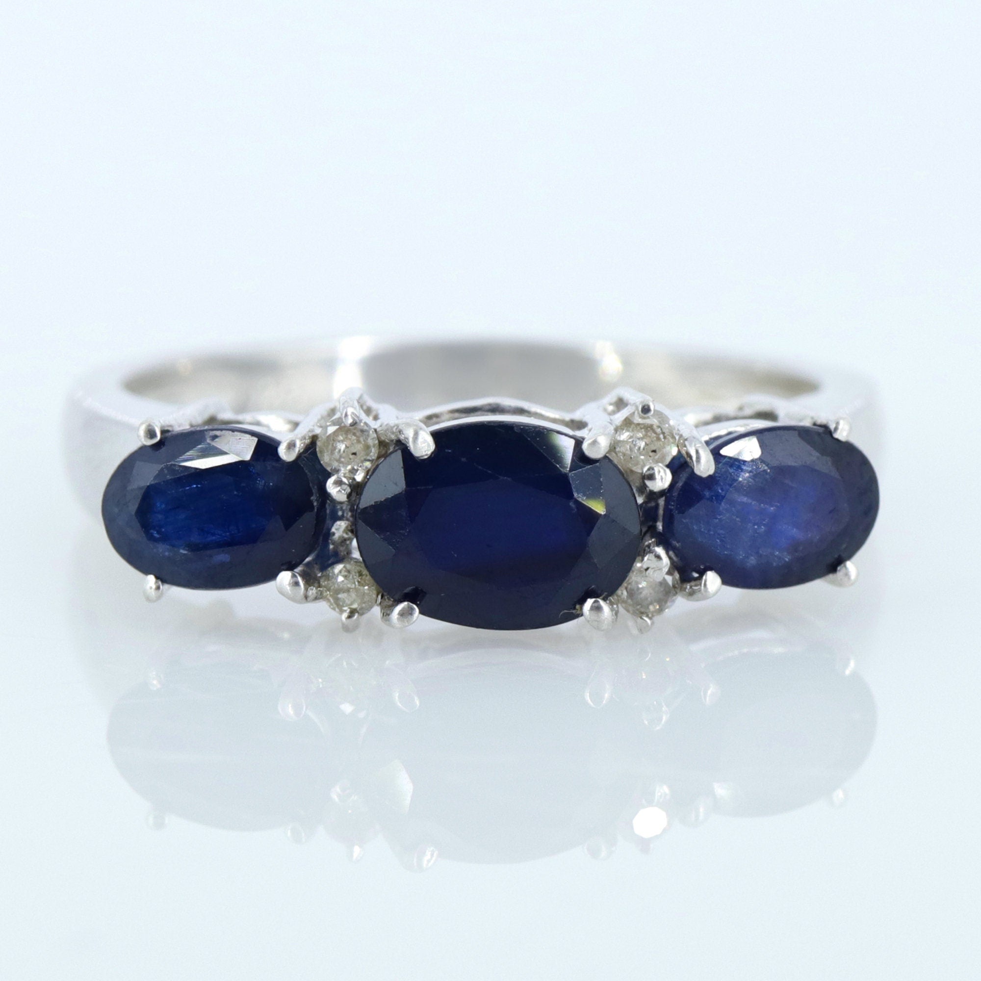 Blue Sapphire Engagement Ring Silver