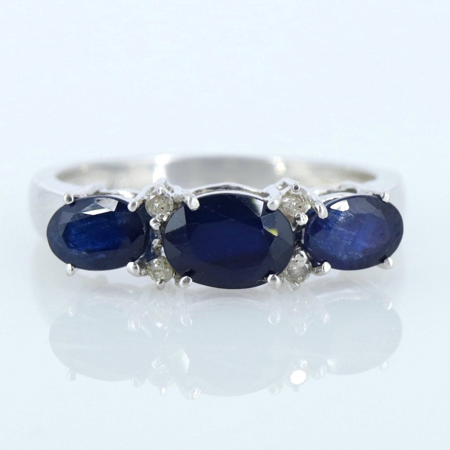 Blue Sapphire Engagement Ring Silver