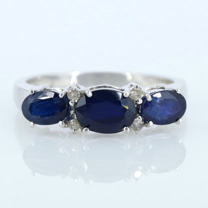 Blue Sapphire Engagement Ring Silver