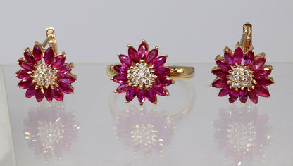 Ruby Gemstone Jewelry Handmade Jewelry Earring 14K Gold