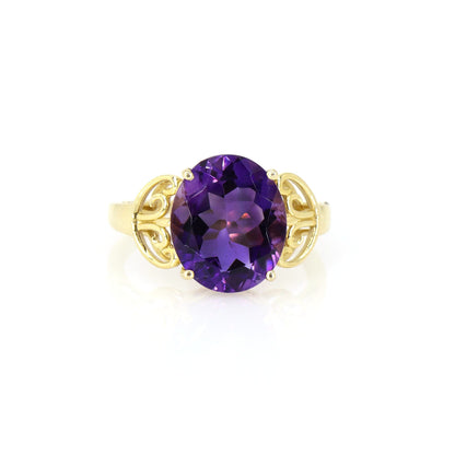 Filigree Style Yellow Purple Amethyst Ring 14K Gold