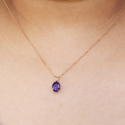 Boho Jewelry Purple Amethyst Necklace 14K Gold