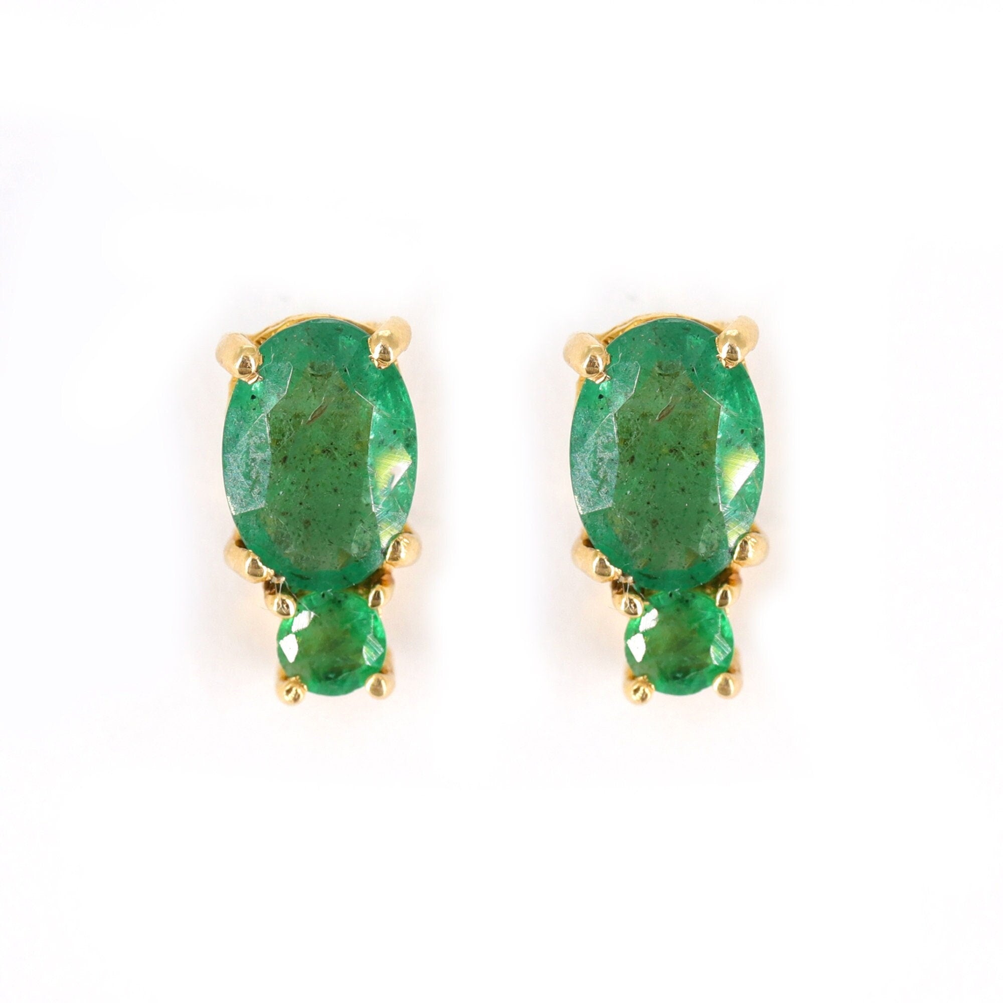 Real Studs May Emerald Stud Minimalist Earring 14K Gold