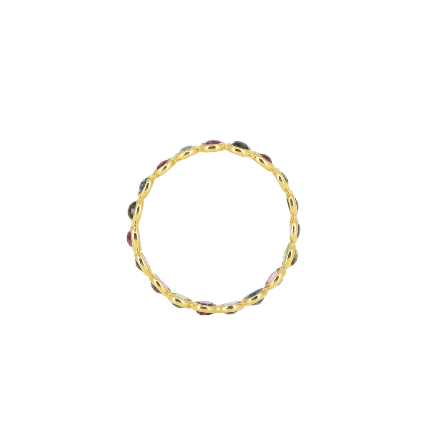 Genuine Multi Tourmaline Gemstone Eternity Band Ring 18K Gold