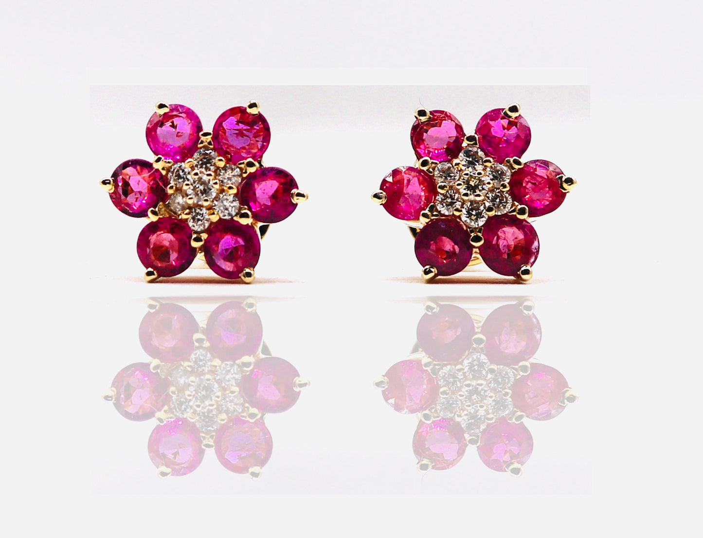 Ruby White Stud Earring 14K Gold