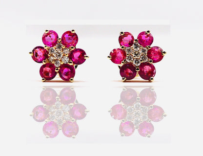 Ruby White Stud Earring 14K Gold