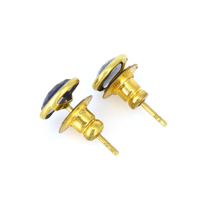 Rose Cut Blue Sapphire Earring 18K Gold