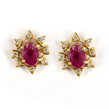 Minimalist Real Ruby Earring 18K Gold