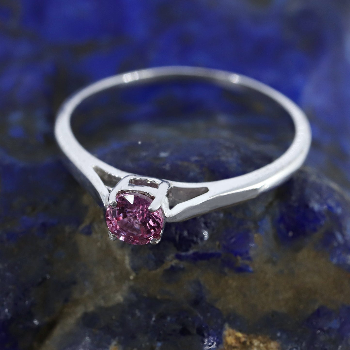 Dainty Pink Sapphire Ring Silver