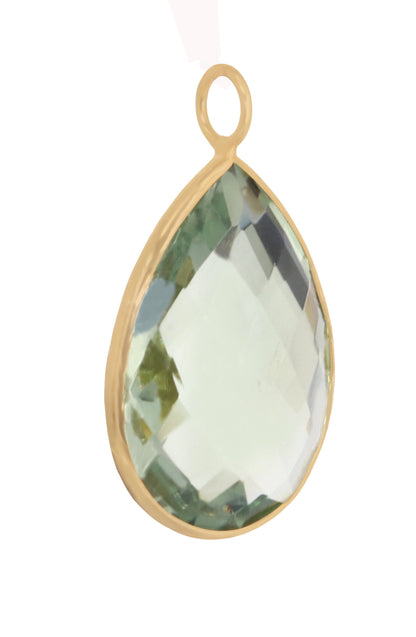 Green Amethyst Yellow Pendent Green Amethyst Stone Pendent Handmade Pendent Bezel Pendent. 18K Gold