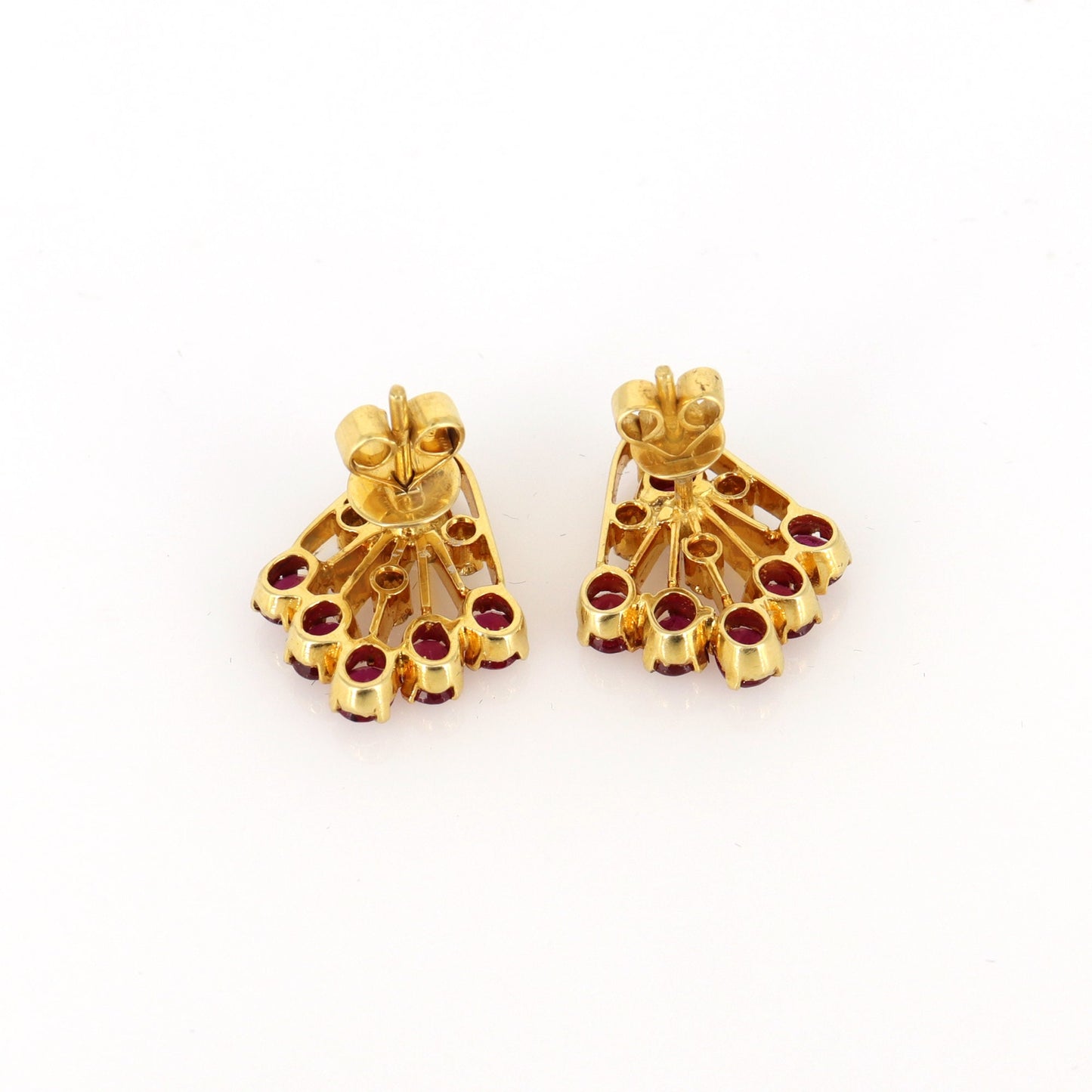 Ruby Studs Yellow Ruby Jewelry Women Red Color Earring 18K Gold