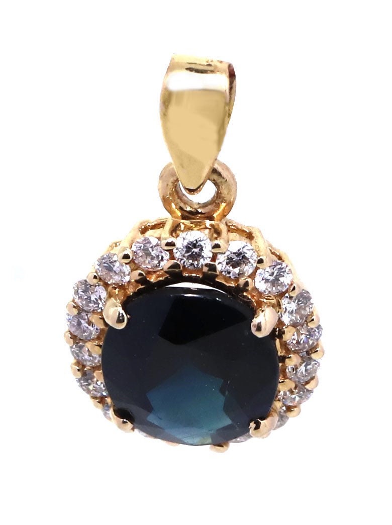 Blue Sapphire Yellow Pendent Pendant 14K Gold