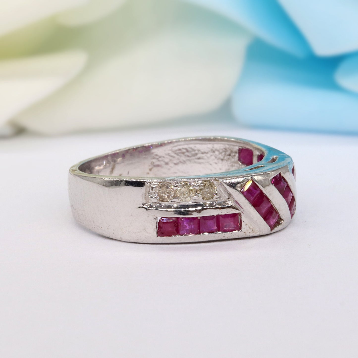 Beautiful Band Ruby Band 925 Band Ring Silver