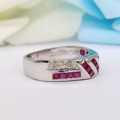 Beautiful Band Ruby Band 925 Band Ring Silver