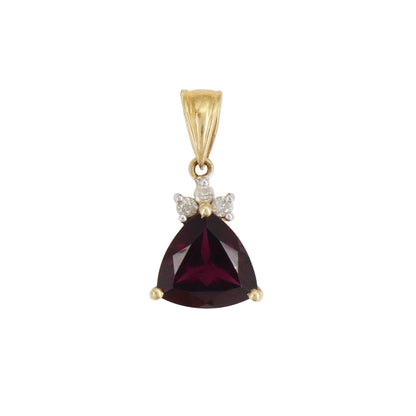Trillion Cut Garnet Pendant 14K Gold