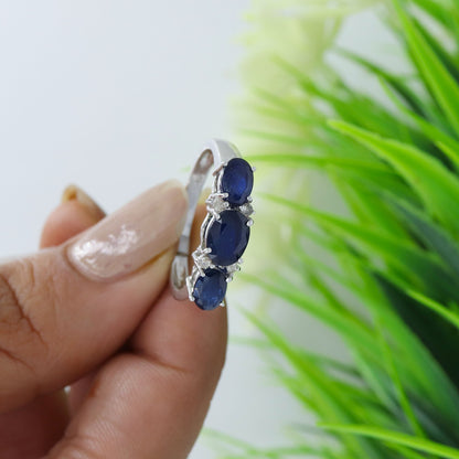 Blue Sapphire Engagement Ring Silver