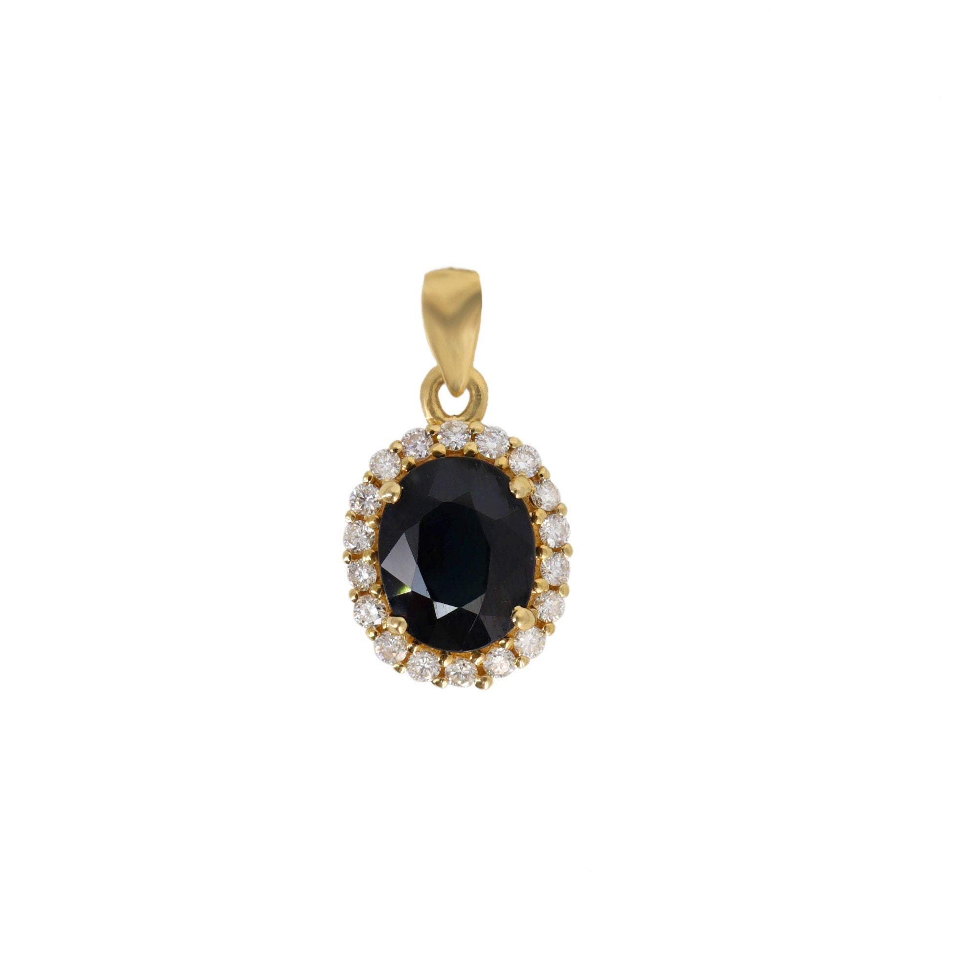 Blue Sapphire Yellow Pendent Pendant 14K Gold