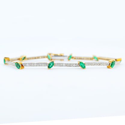 Two Tone Yellow White Bracelet 18K Gold