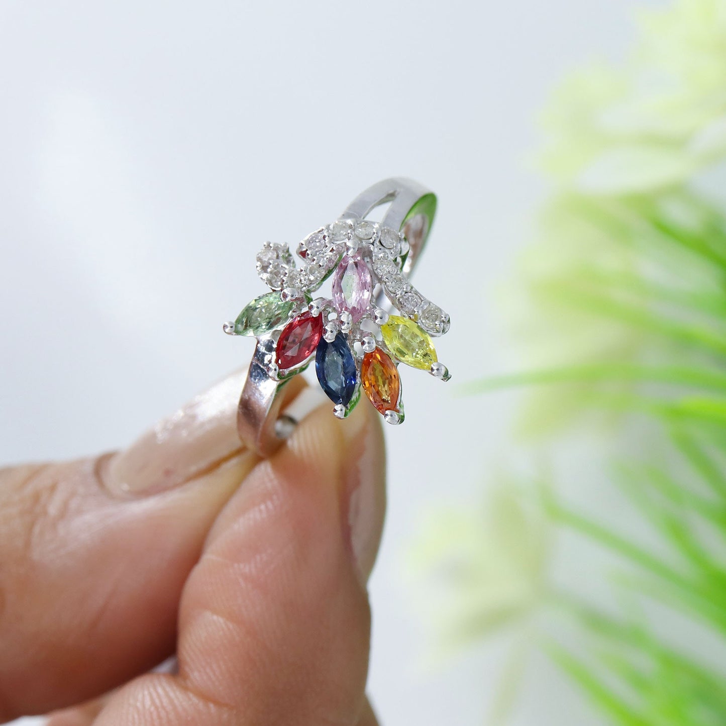 Multi Sapphire Ring Silver