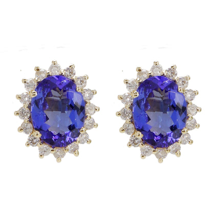 Tanzanite Cluster Earring 14K Gold