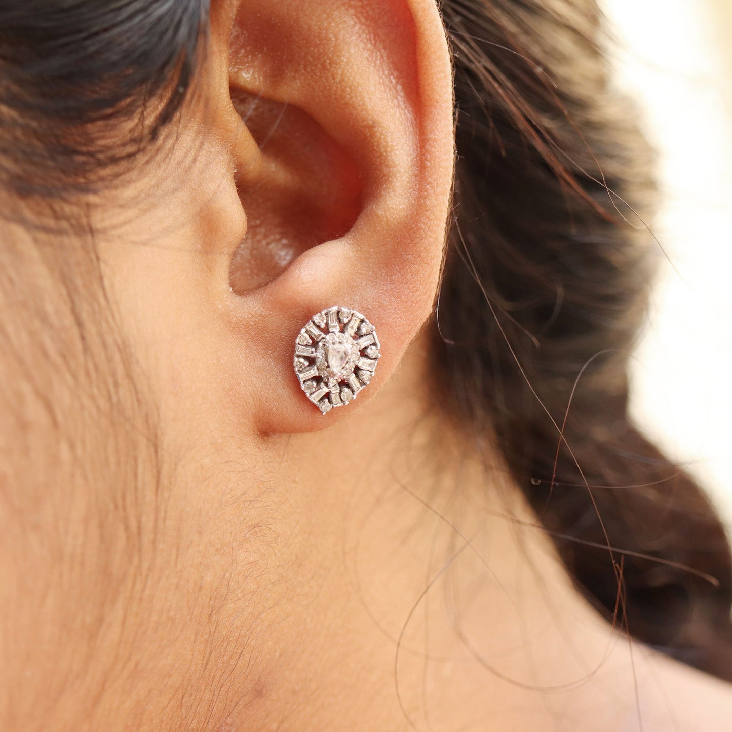 Real Tear Drop Stud Earring 14K Gold