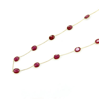Yellow Red Ruby Necklace 14K Gold