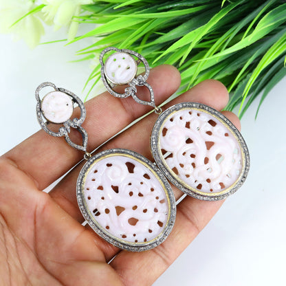 Pink Opal Carvings Earring