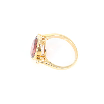 Pink Or Peach Tourmaline Oval Solitaire Ring 14K Gold
