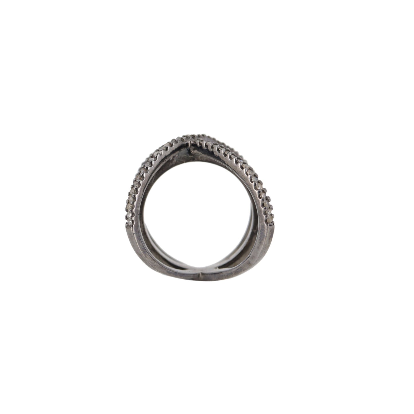 Pave Crossover Ring Silver