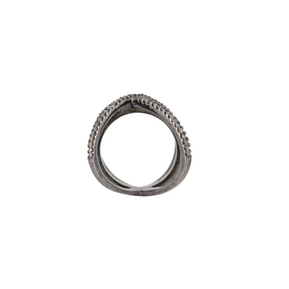 Pave Crossover Ring Silver