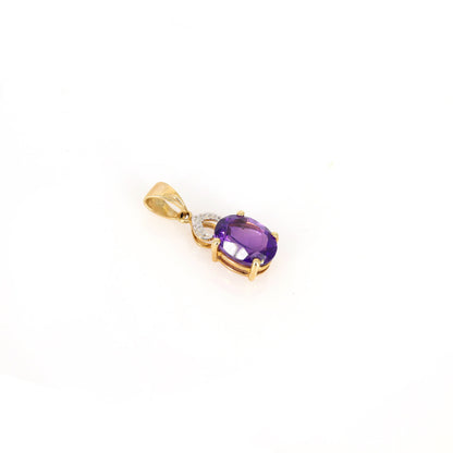 Vintage Amethyst Solitaire Pendant 14K Gold
