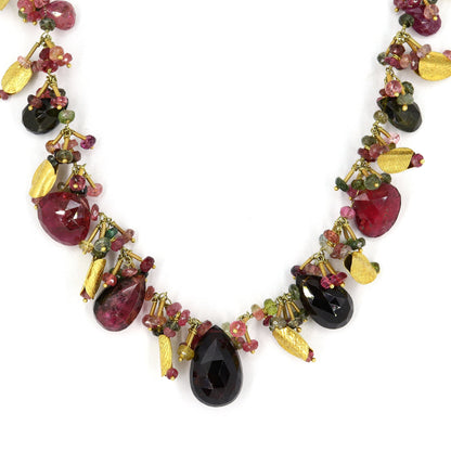 Tourmaline Beaded Necklace 18K Gold