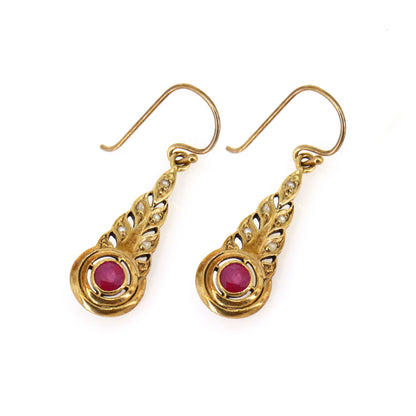 Pearl Red Ruby Earring Gold