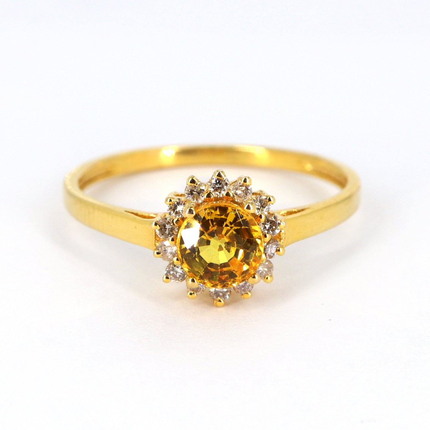 Brilliant Cut Yellow Sapphire Ring 14K Gold