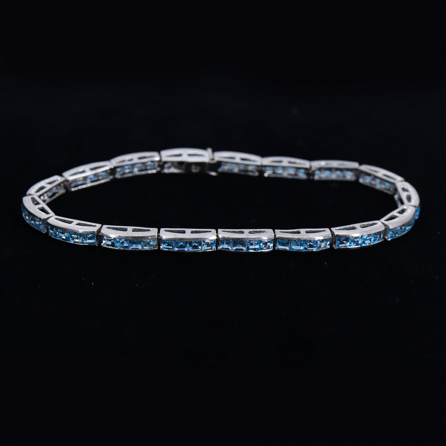 Swiss Blue Topaz Genuine Gemstones 925 Sterling Bracelet Silver