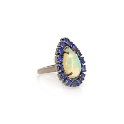 Kyanite & White Opal Ring