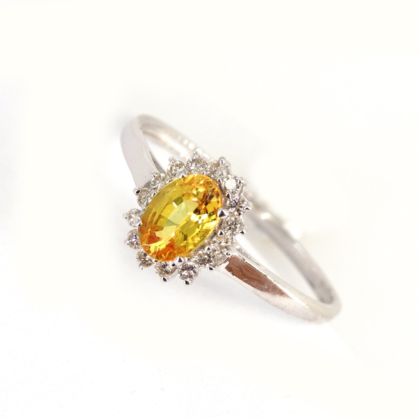 White/Yellow Cluster Engagement Ring 14K Gold