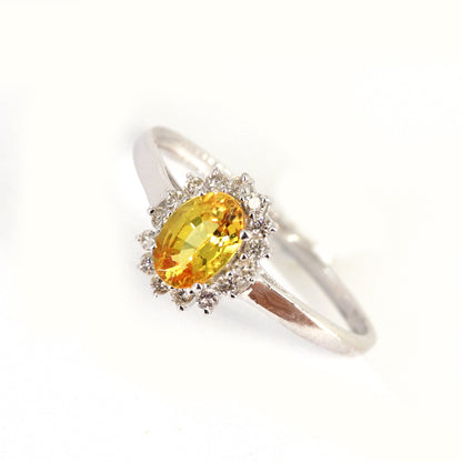 White/Yellow Cluster Engagement Ring 14K Gold