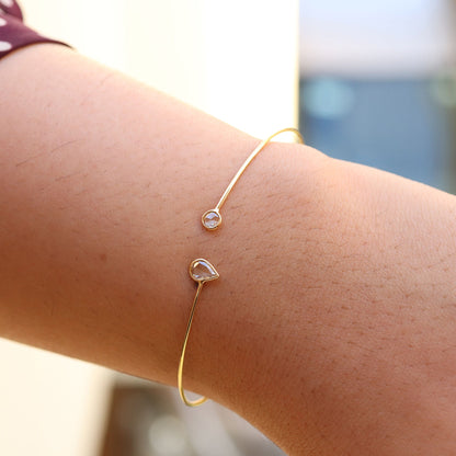 Flexible Bangle Rose Cut . Round Rose Cut Pear Rose Cut Girl Bangle Handmade Bangle. 18K Gold