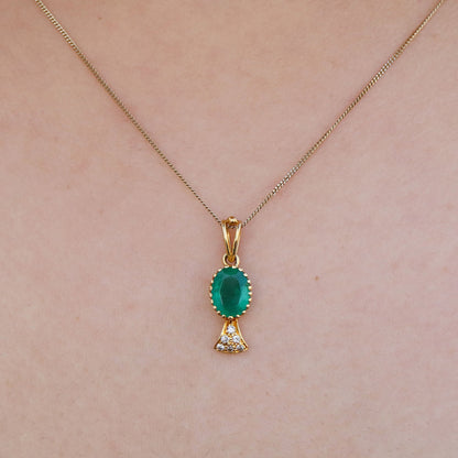 Yellow Emerald Stone Pendant 18K Gold