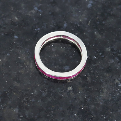 Full Eternity Band Ruby Ring Silver