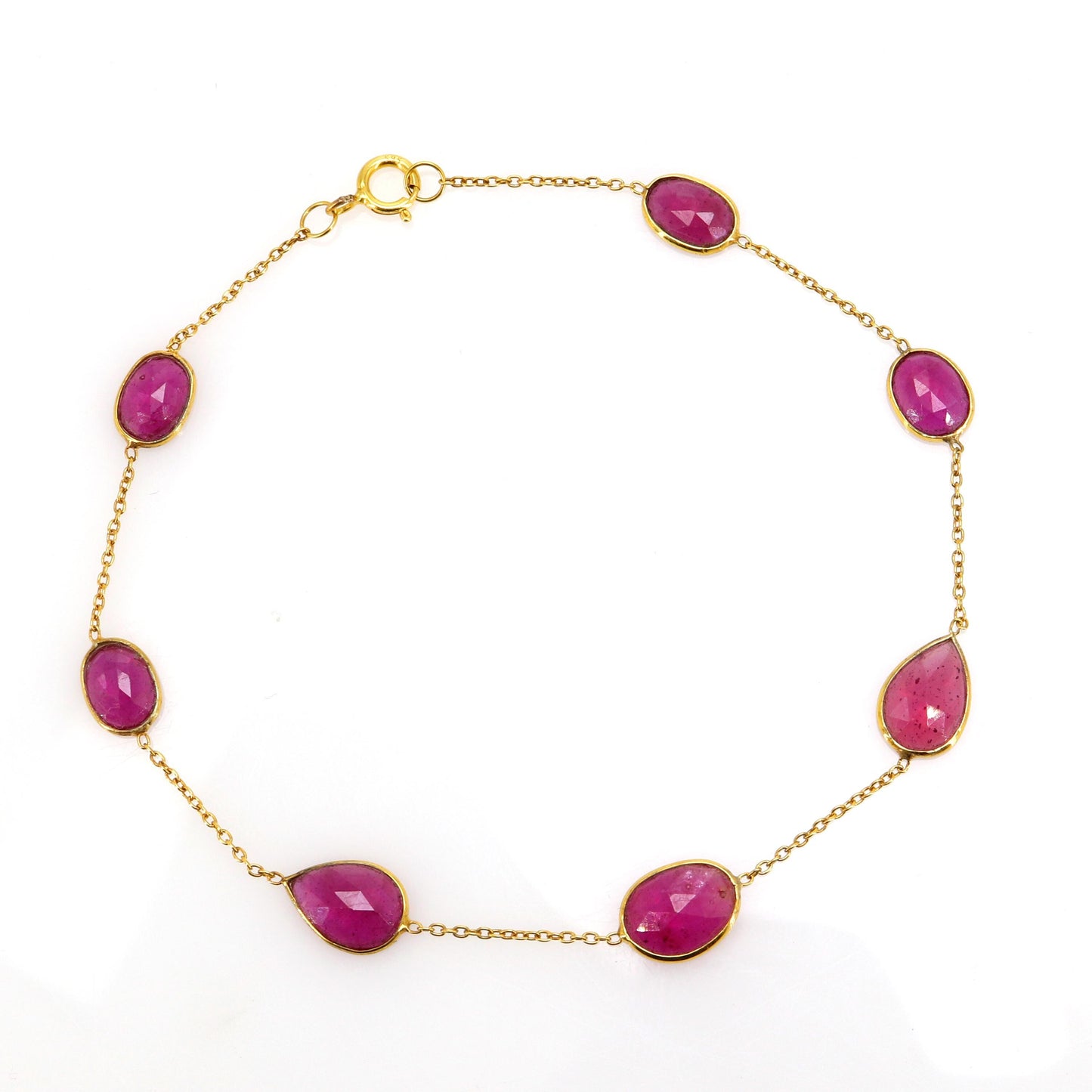 Handmade Ruby Bracelet 14K Gold