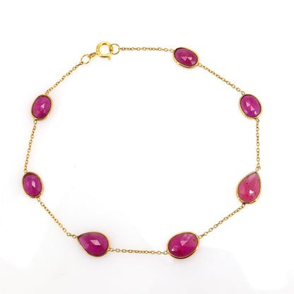 Handmade Ruby Bracelet 14K Gold